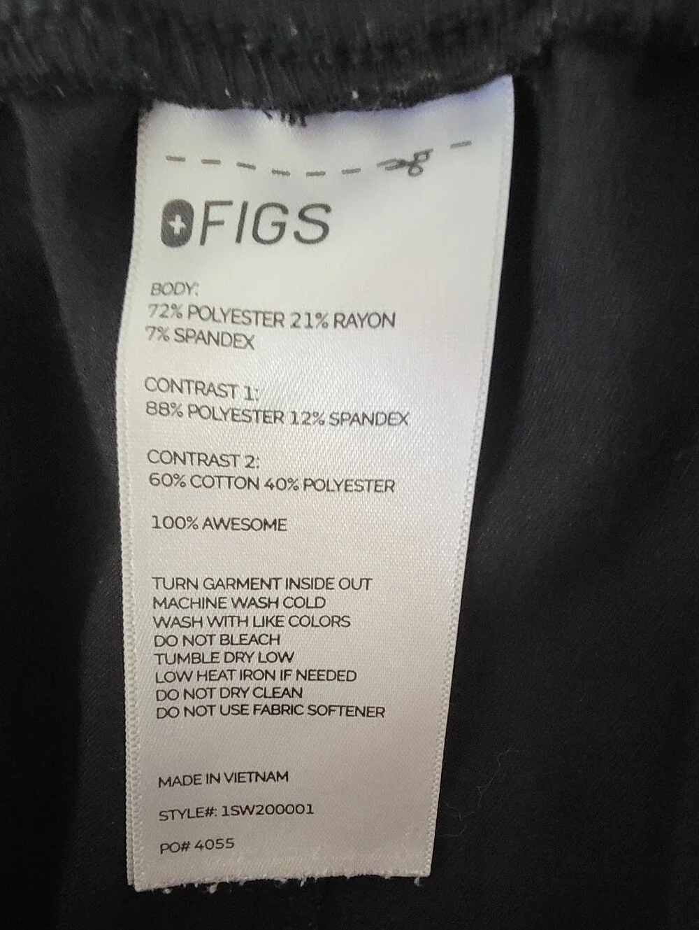 Figs Men's Black Joggers with White Drawstring